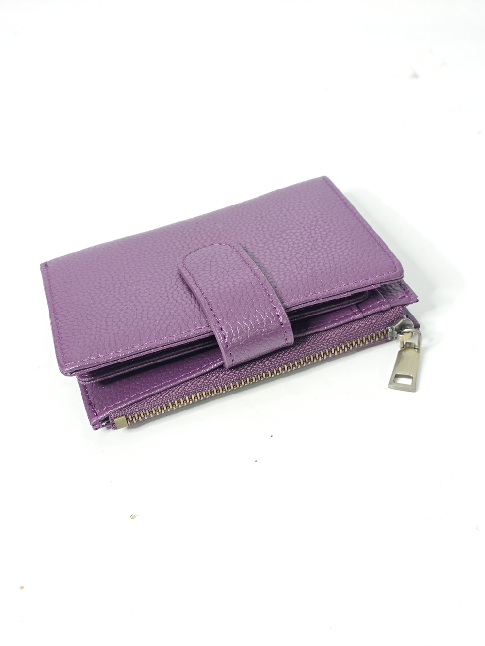 Purple Faux Leather Snap Wallet with Zipper Coin Pocket - Picture 1 of 6